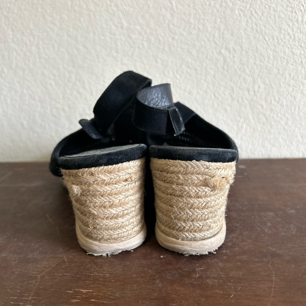 Eileen Fisher Women's Aura Slingback Espadrille Wedge Black Leather Twine Sz 9.5 - Picture 7 of 11